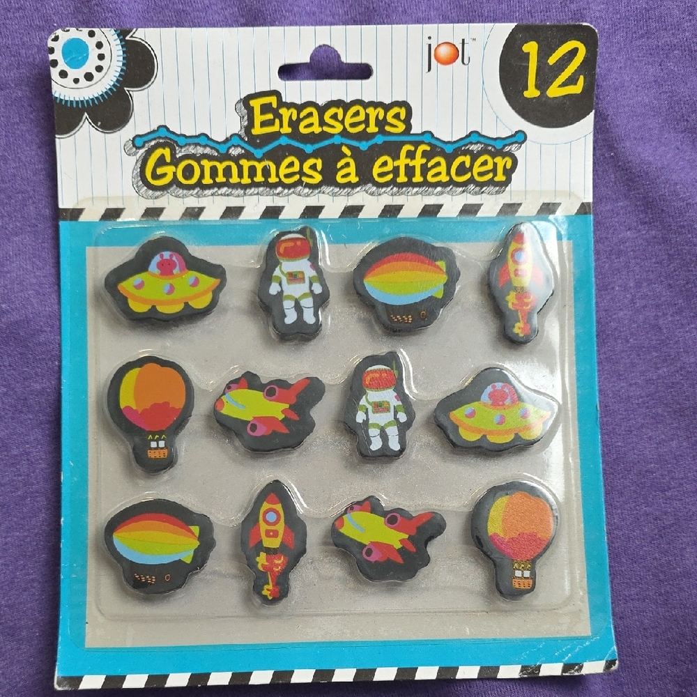 Jot Space-Themed Erasers - Multicolor